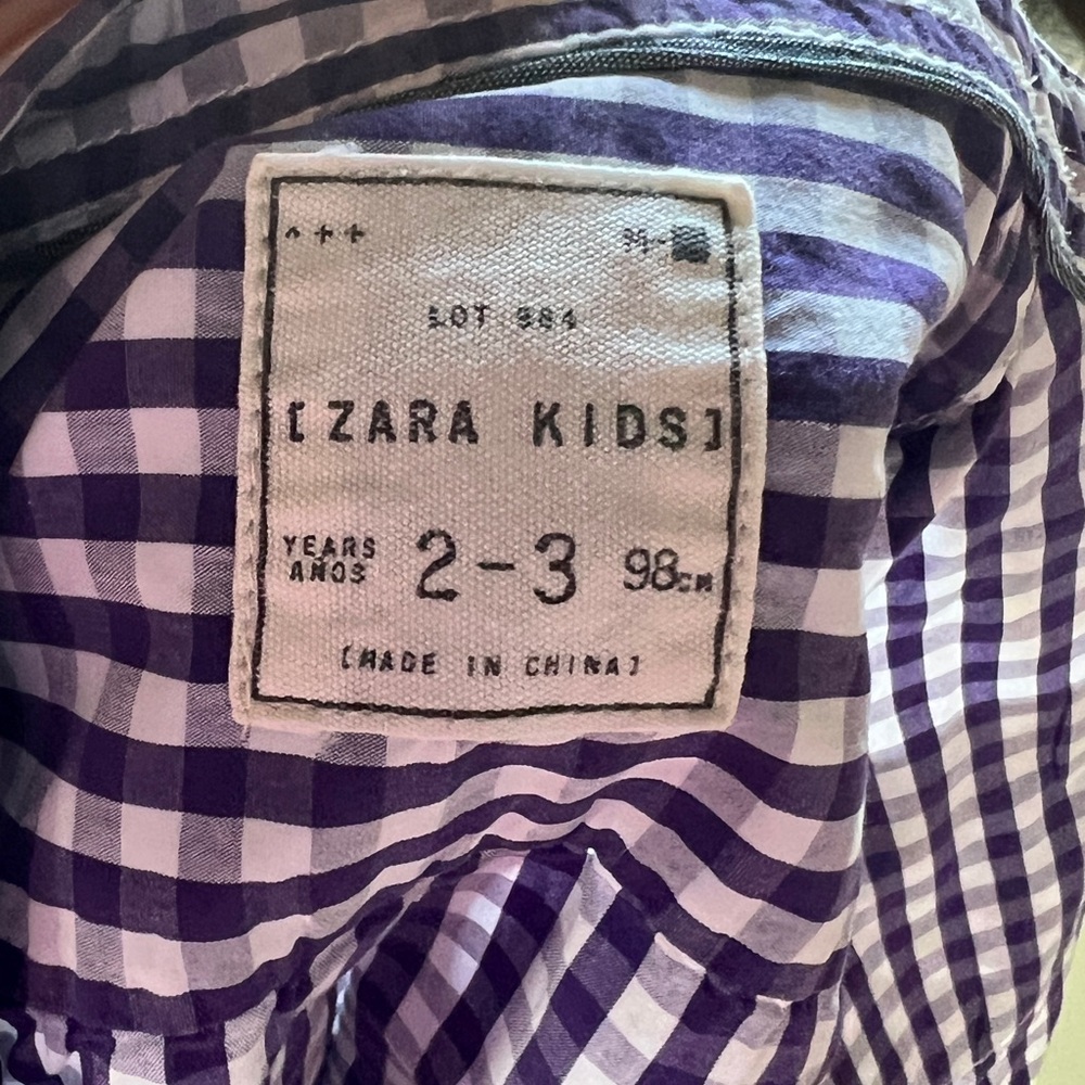 Zara Kids Boys Purple Gingham Button Down Shirt Size 2-3 Years 98cm Preppy - Picture 4 of 5